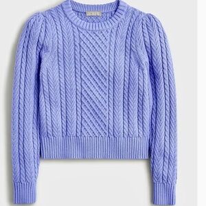 J Crew Periwinkle Cotton Cable Knit Sweater